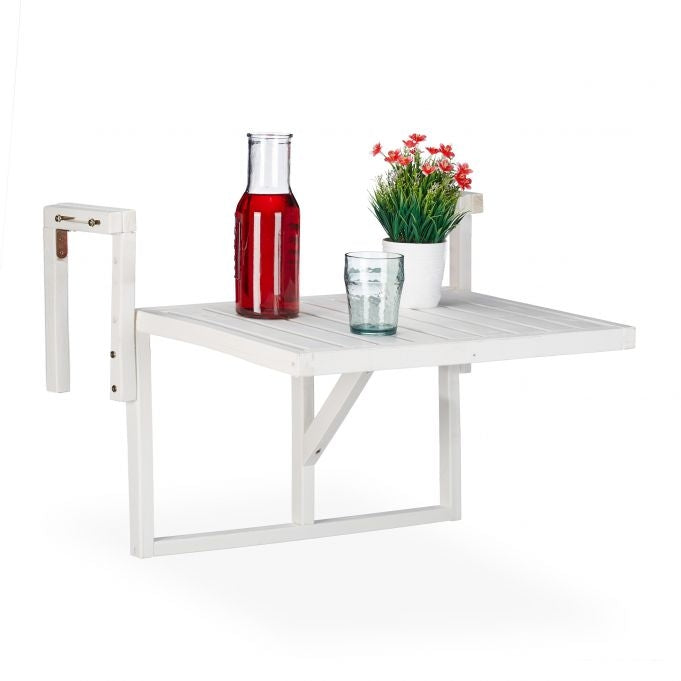 Folding wooden balcony table