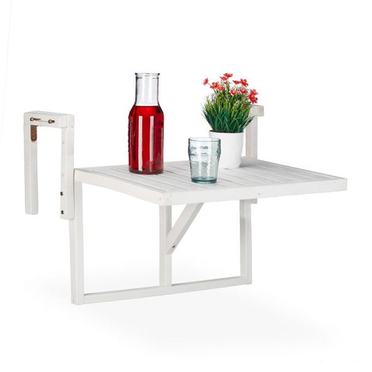 Folding wooden balcony table