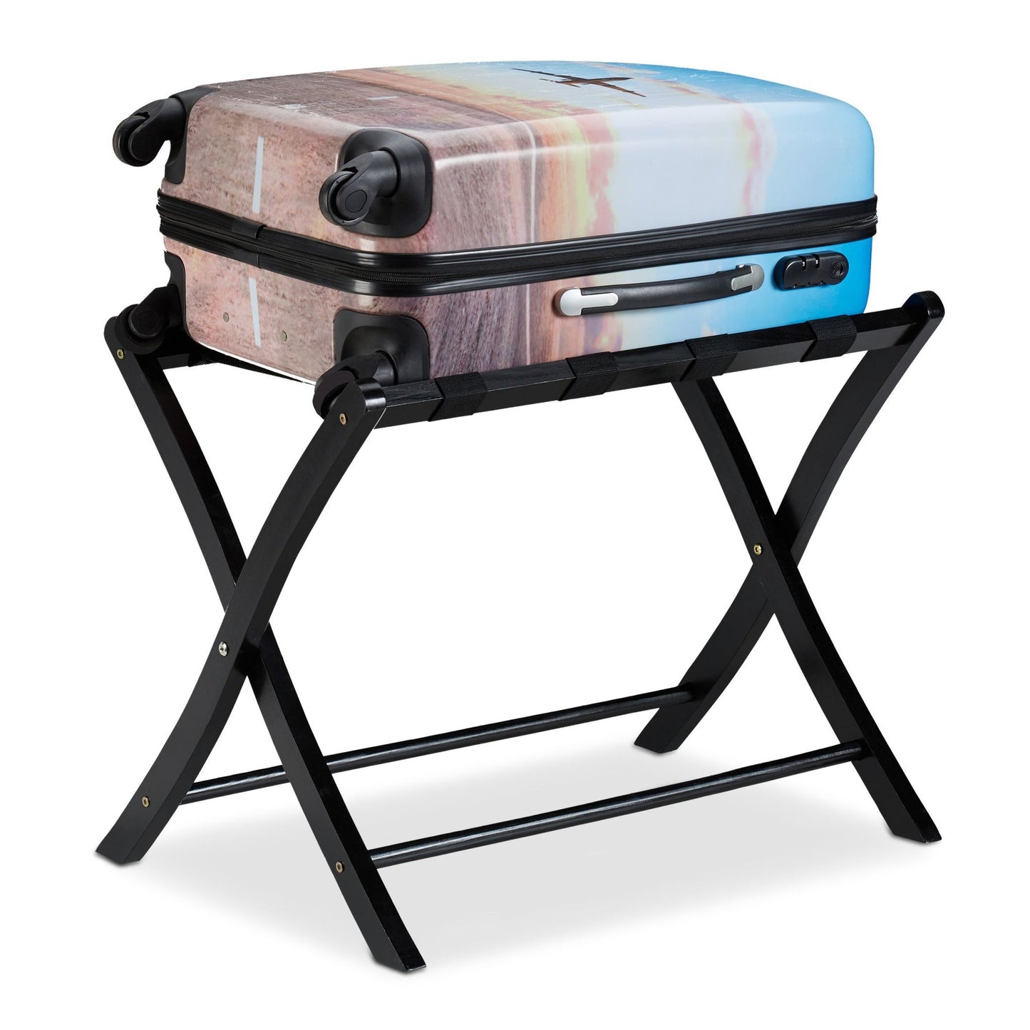 Folding wooden suitcase stand