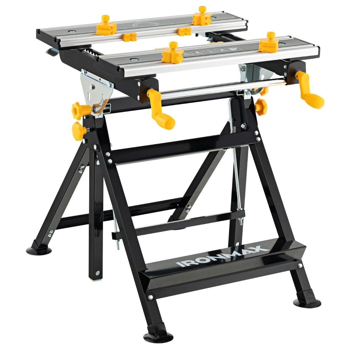 Folding work table with 8 movable clamps & 7 levels of height 100 kg load capacity