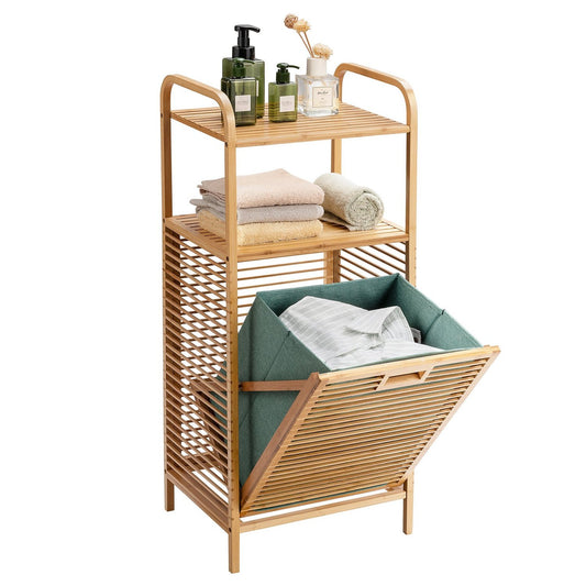 Fold-out laundry basket Fold-out laundry basket bathroom shelf 40.5 x 33 x 95.5 cm natural
