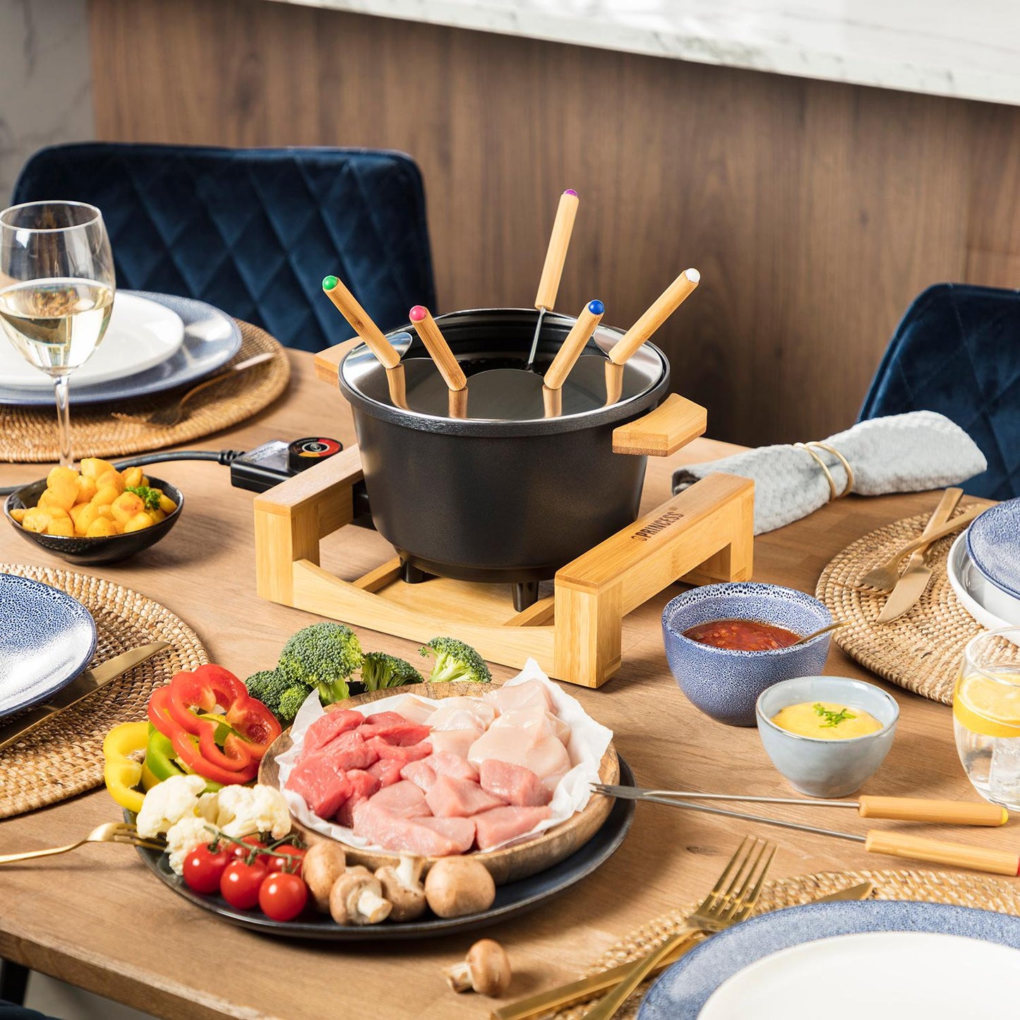 Fondue set Pure Bamboo 173025 1.5l 8 sticks