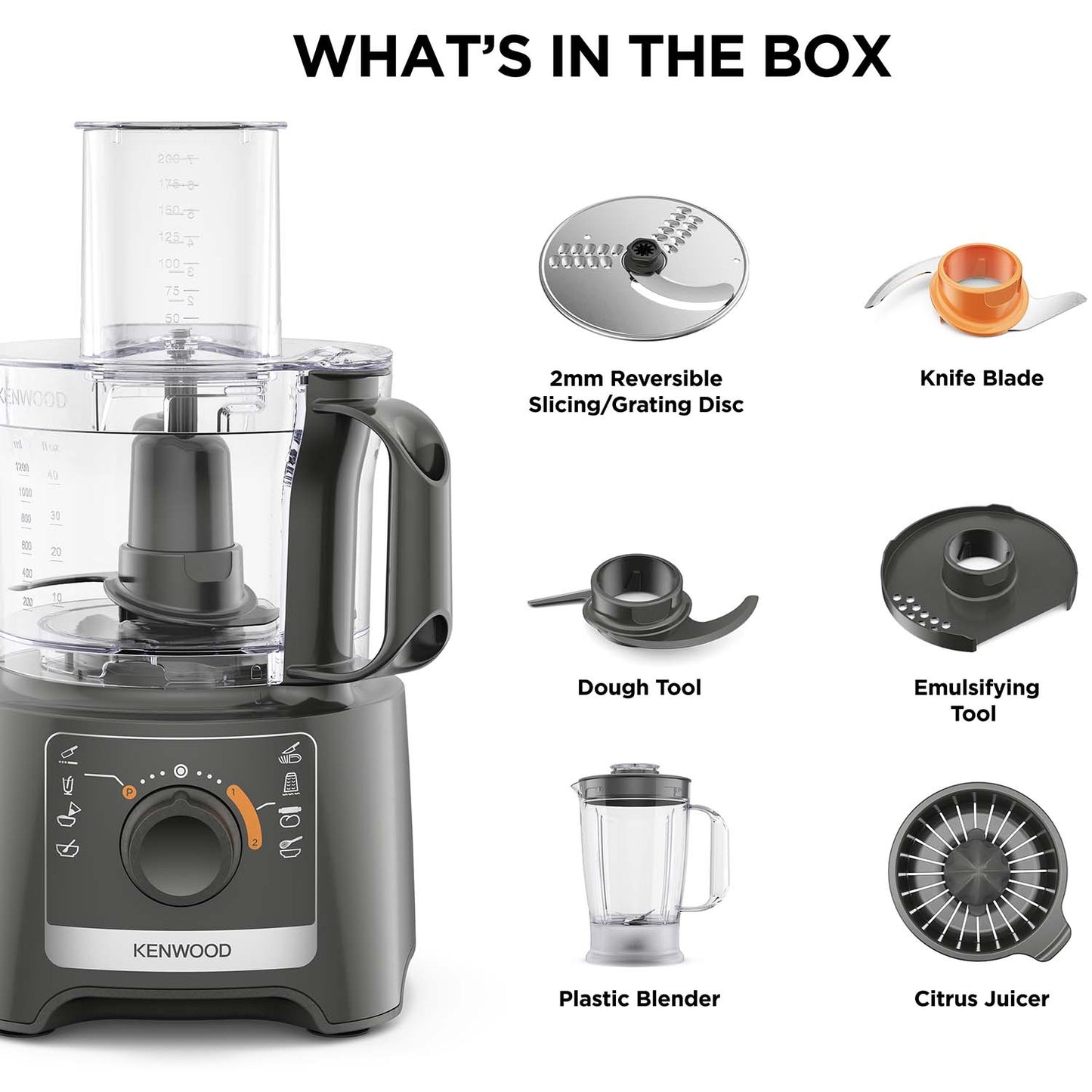 Food Processor, 3.6L, Compact, Grey