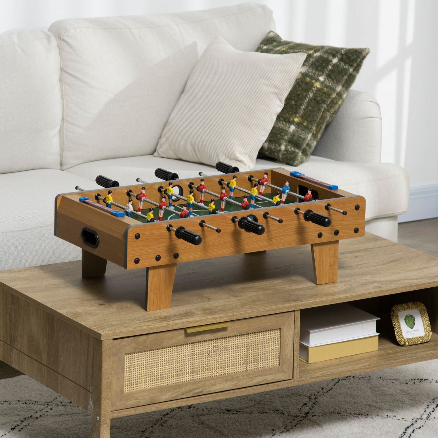 Foosball Table Set, Compact Wood Design, 2 Balls, Scoreboards