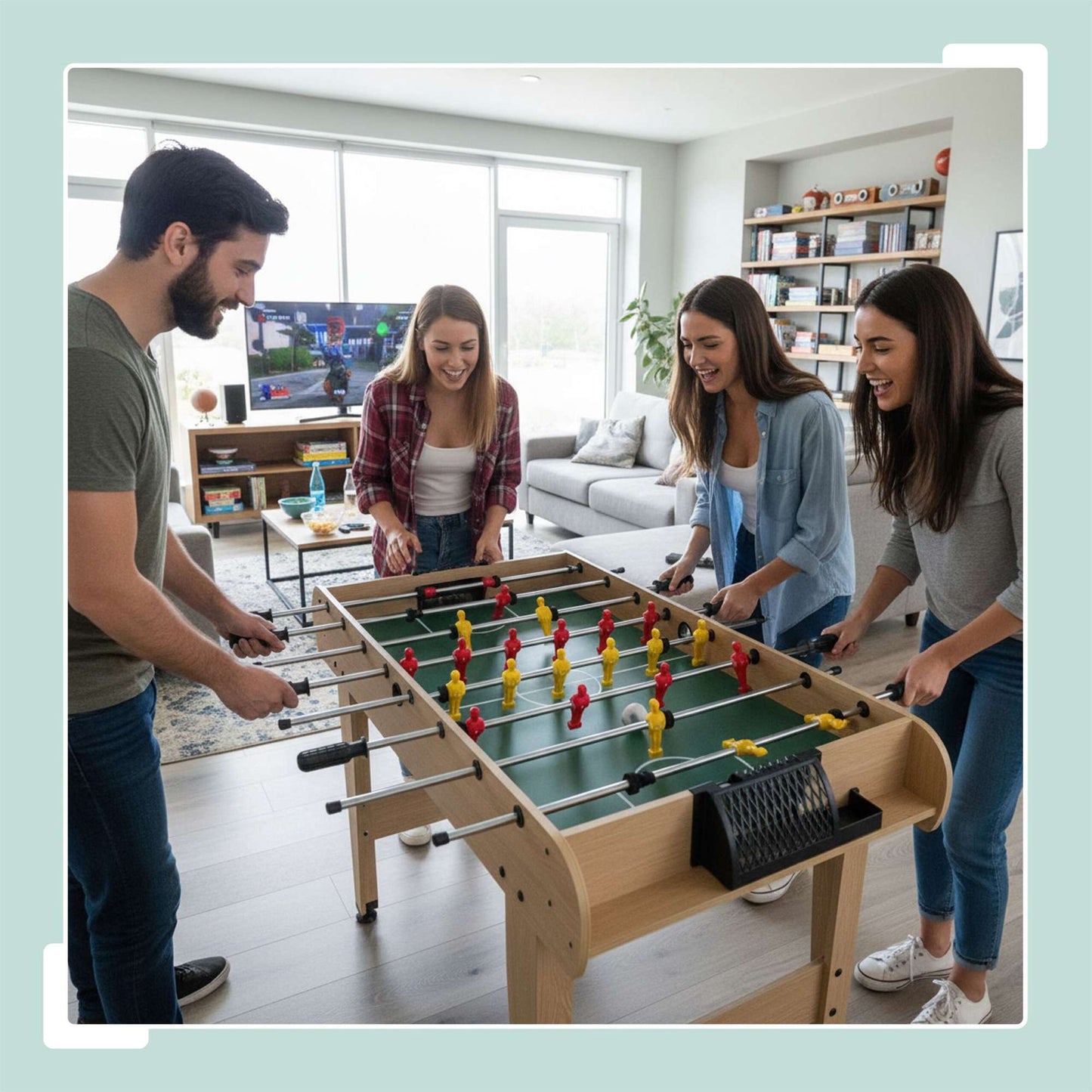 Foosball Table with Non-Slip Handles and Score Counters