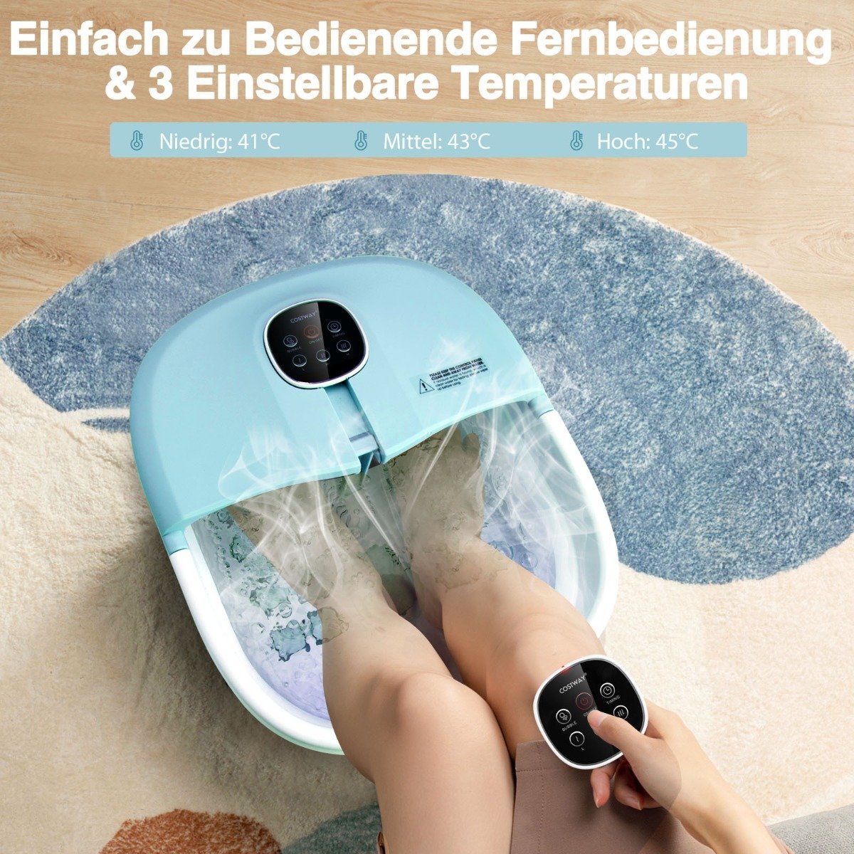 Foot Bath Massager Foldable Electric Foot Bath Heater 33.5 x 41 x 20.5 cm Blue