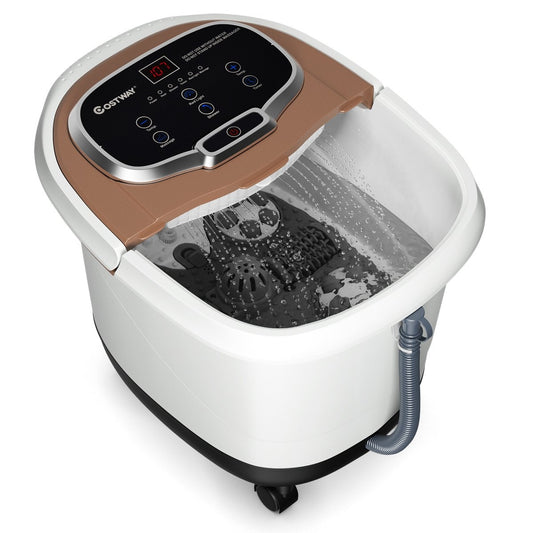 Foot Bath Massager with Rollers 35-48℃ Electric Foot Bath Shower Massage Brown