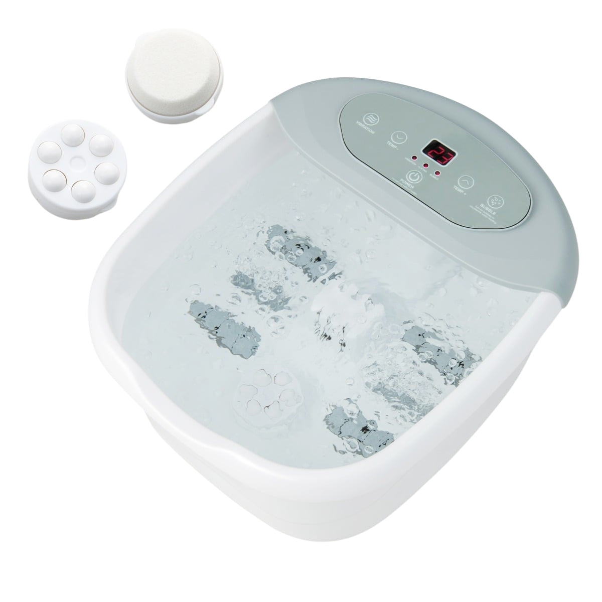 Foot Spa Massager with Heat, Bubbles & Pedicure Stone
