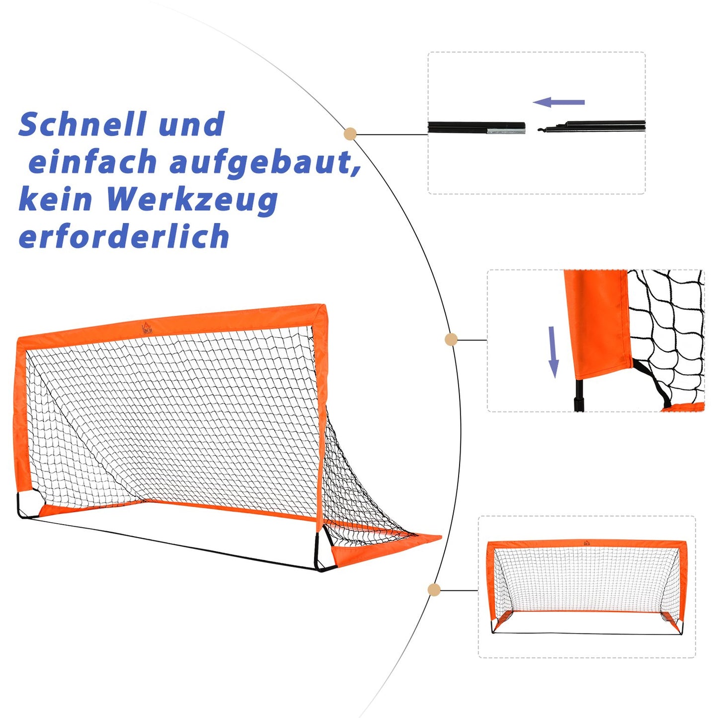 Mini folding soccer goals, metal and Oxford cloth, set of 2