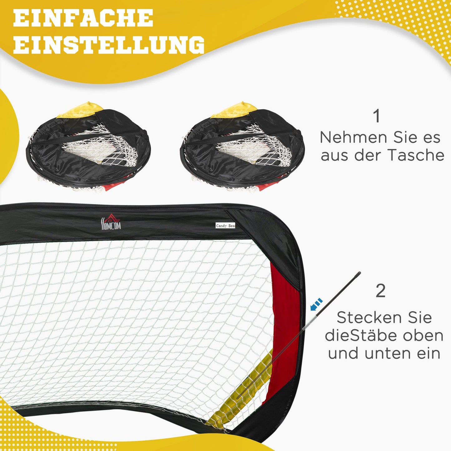 Folding football goals in steel set of 2 for garden or park