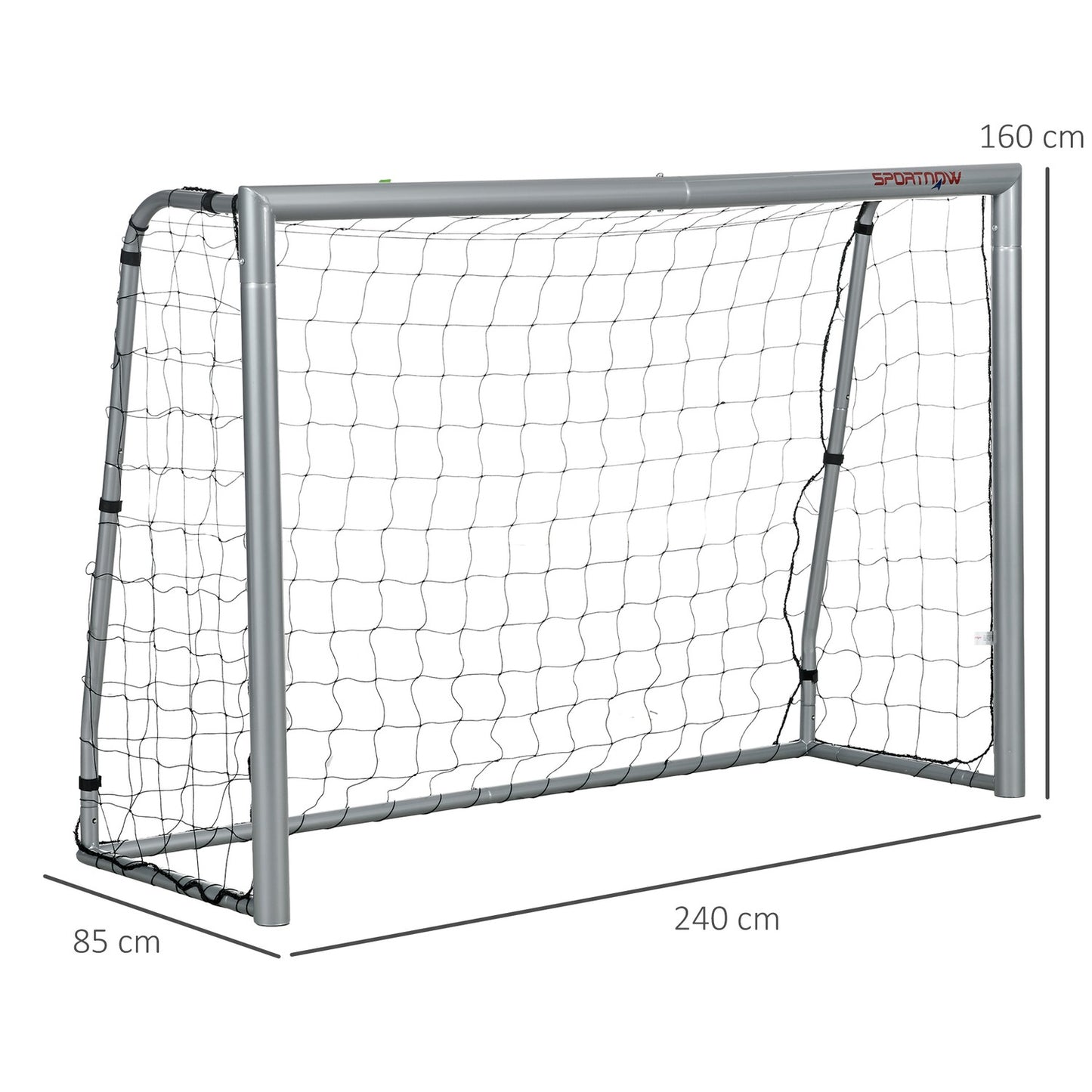 Soccer goal in steel with PE Mesh, 240x85x160 cm, Grey