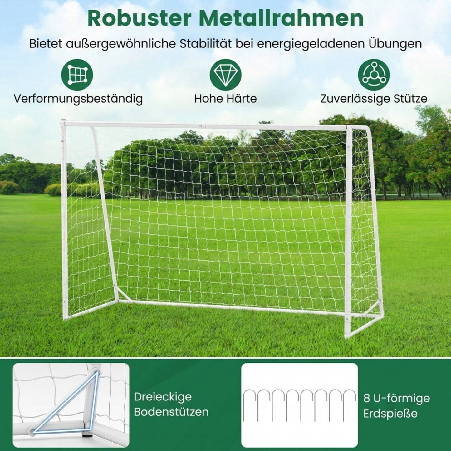 Football Goal with Sturdy Metal Frame & PE Net 300x204 cm