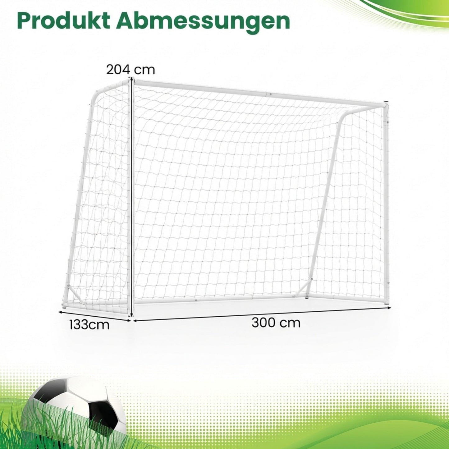 Football Goal with Sturdy Metal Frame & PE Net 300x204 cm