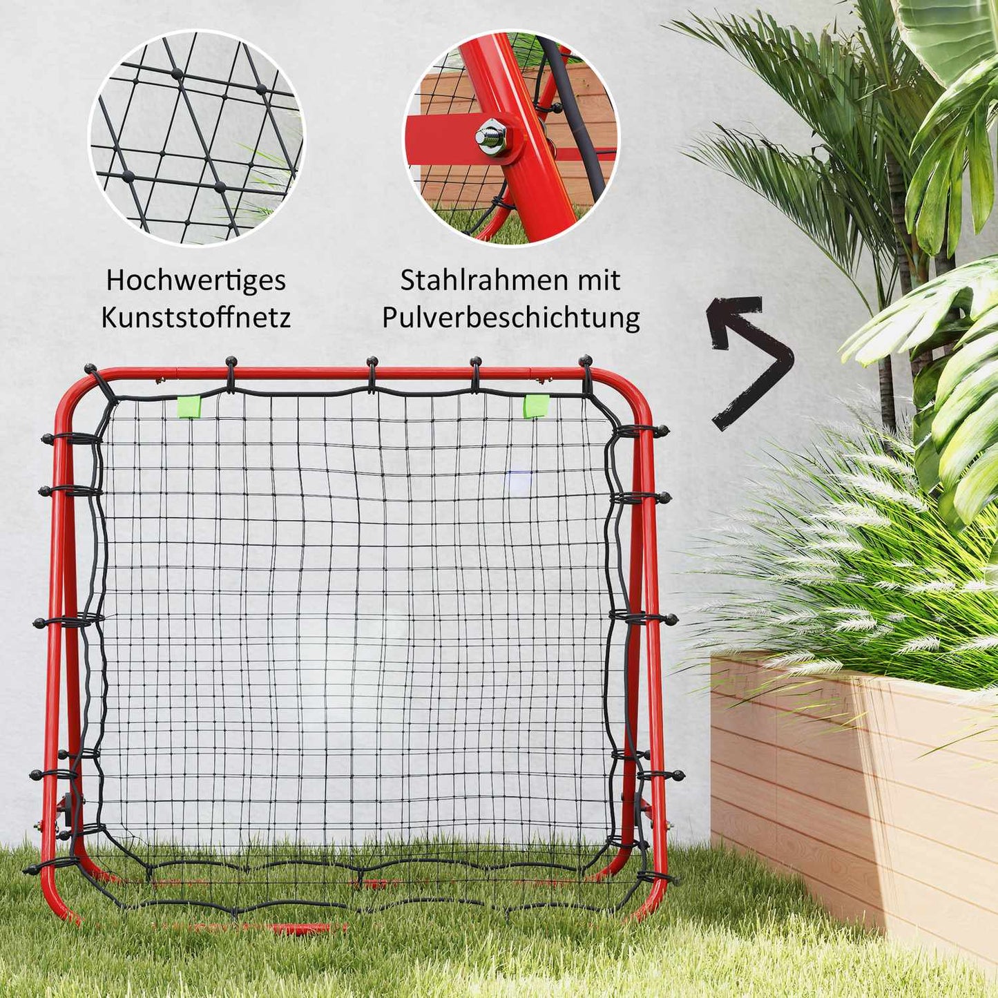 Adjustable double-sided football rebounder net for training