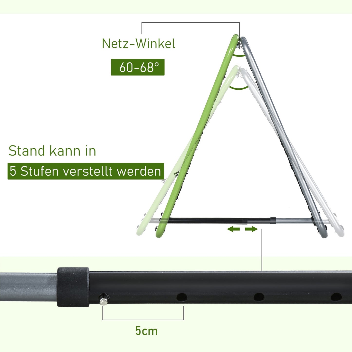 Adjustable double-sided metal rebounder net for sports