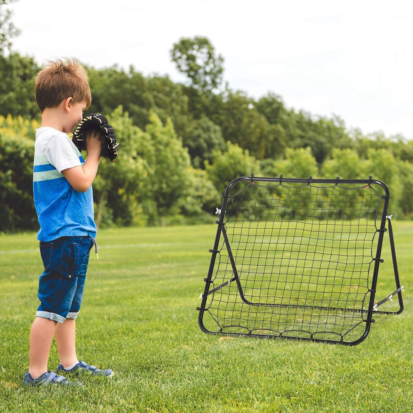 Football Rebounder Wall Net, Metal & PE, 96x80x96 cm