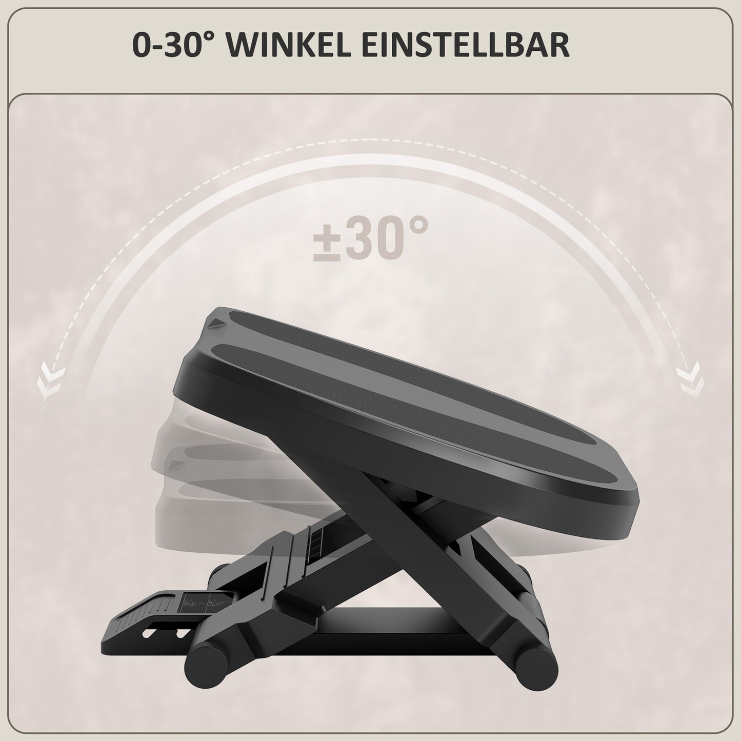 Adjustable ergonomic desk footrest - 3 levels, gray