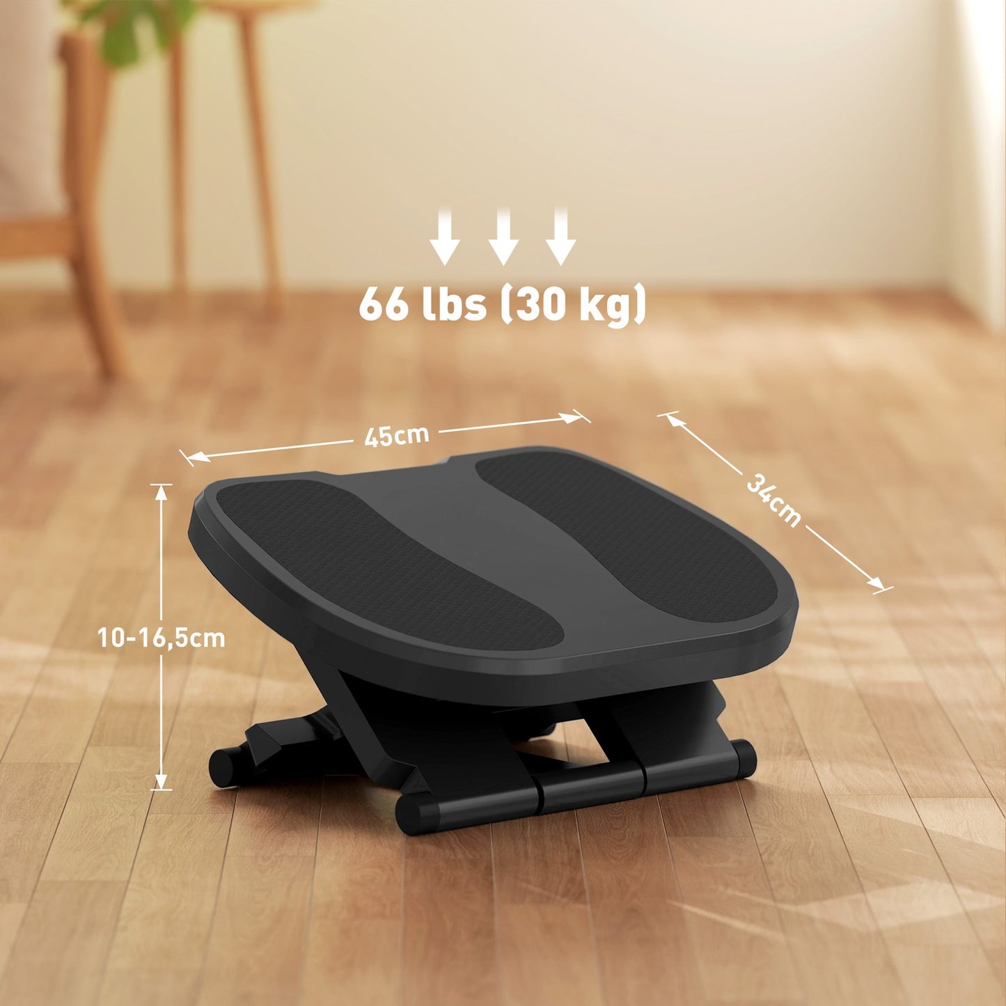 Adjustable ergonomic desk footrest - 3 levels, gray