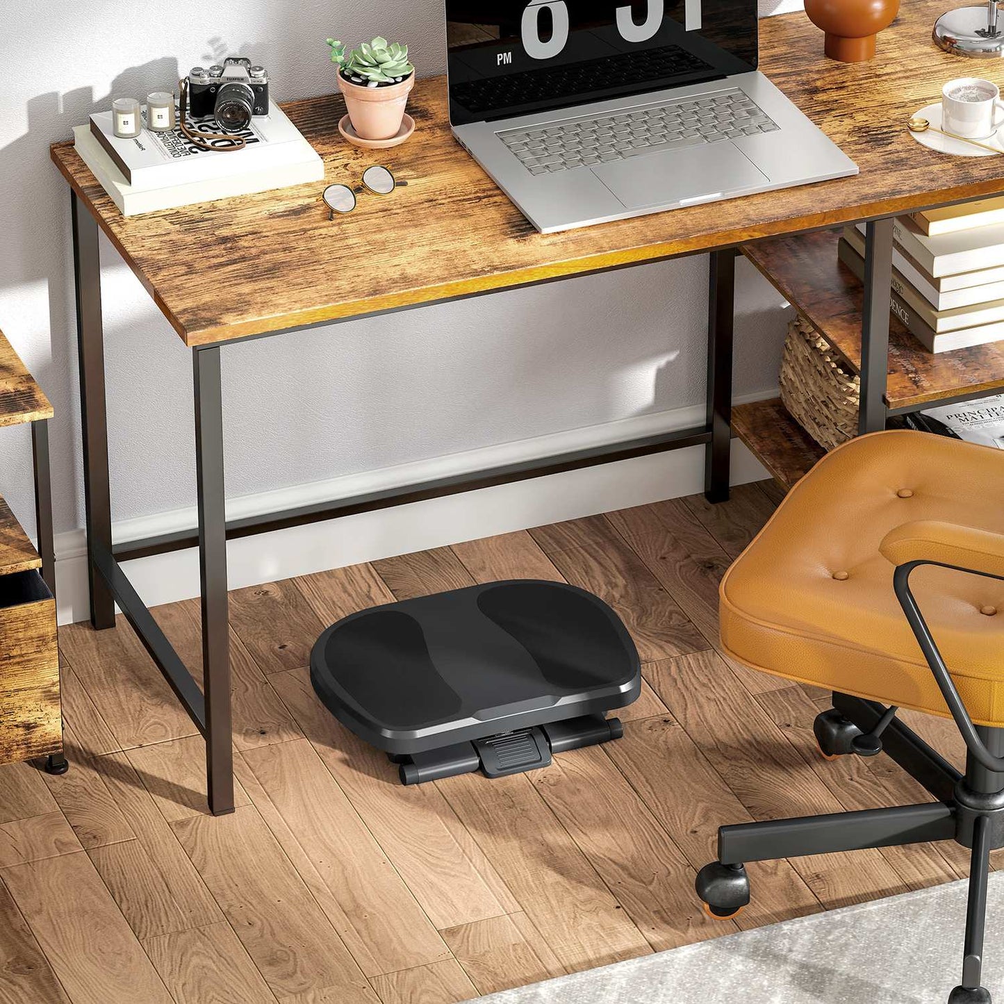 Adjustable ergonomic desk footrest - 3 levels, gray