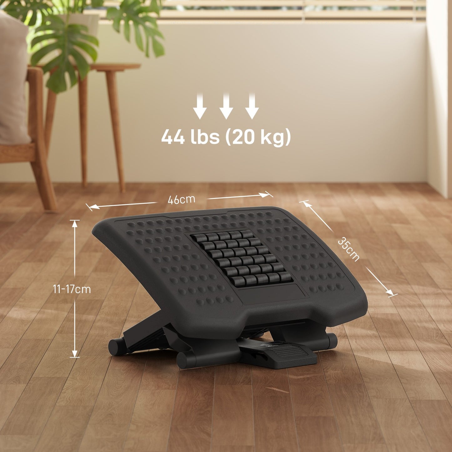 Adjustable non-slip ergonomic footrest for the home office