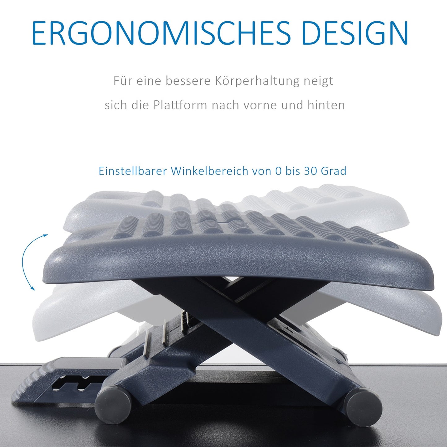 Height-adjustable footrest, plastic, dark grey, 46x35cm