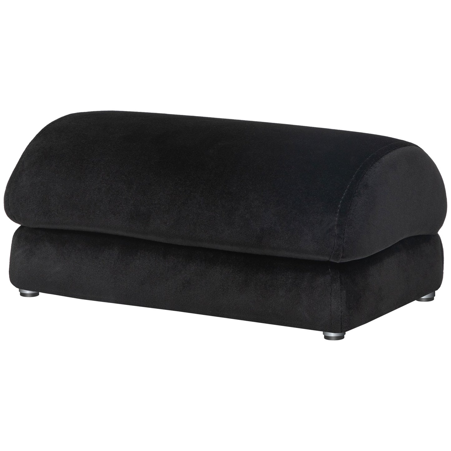 Footrest with anti-slip padding, velvet look, black