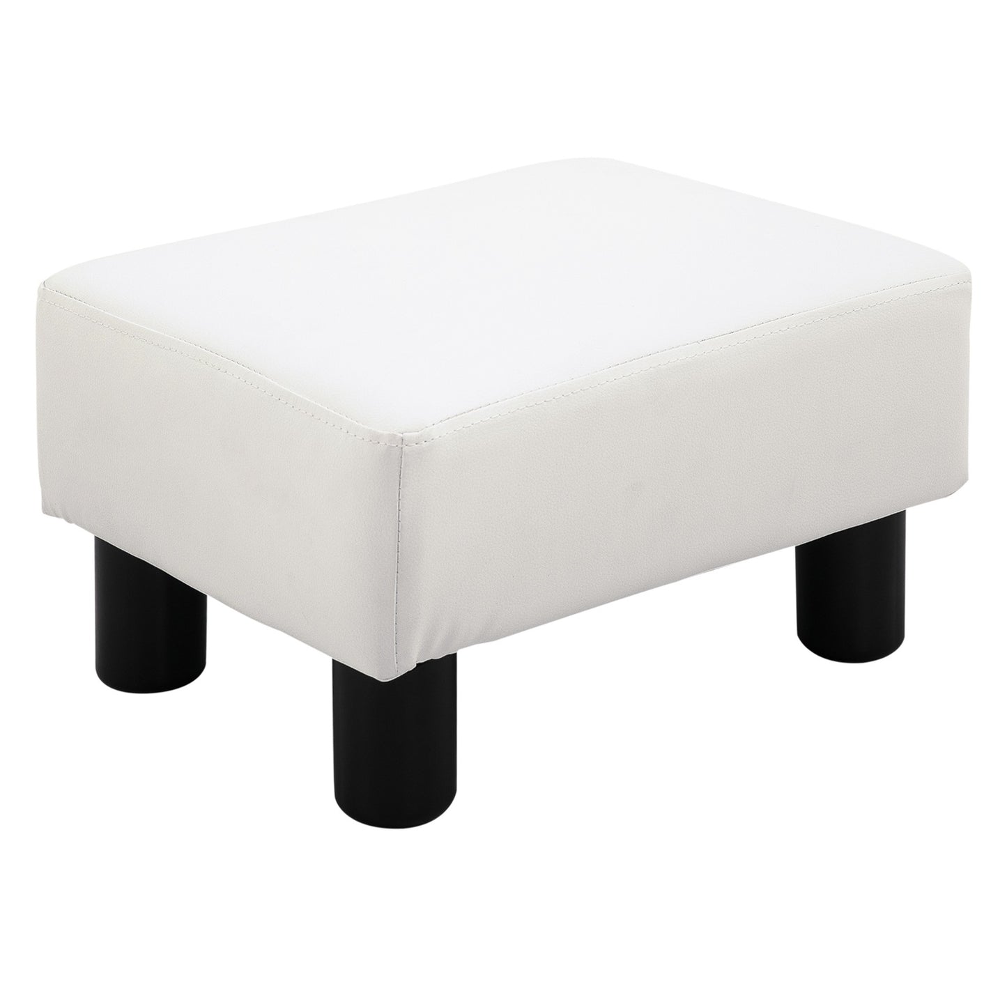 Chesterfield Footstool in synthetic leather, White, 40x30x24 cm