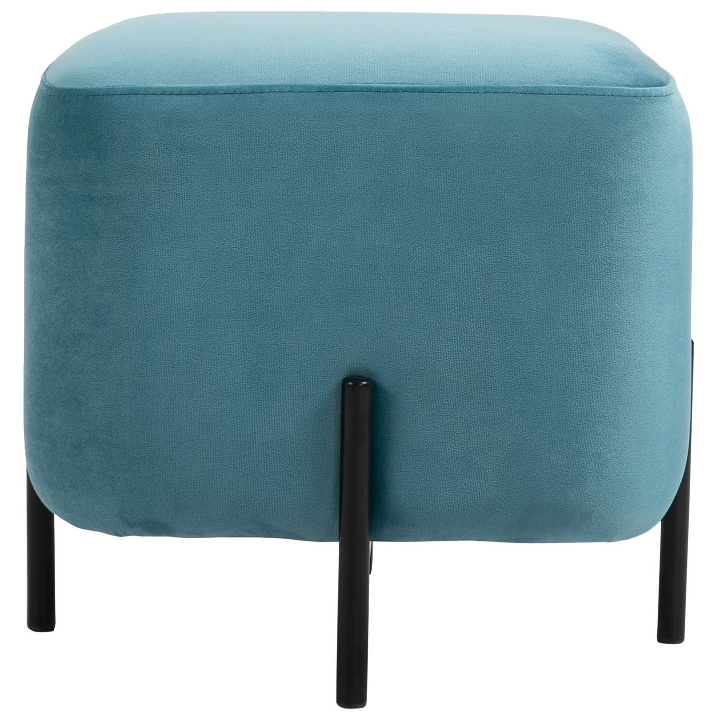 Turquoise polyester footstool with foam padding, 44.5 cm