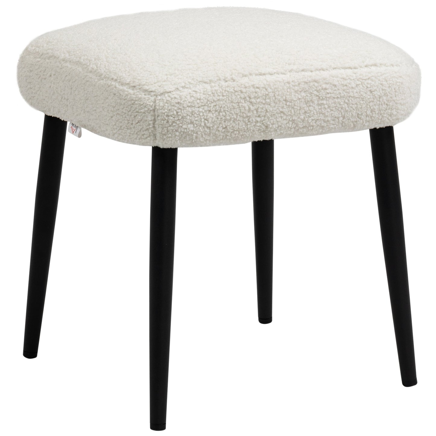 Cream Cashmere-look footstool with steel legs, 42x42x47cm