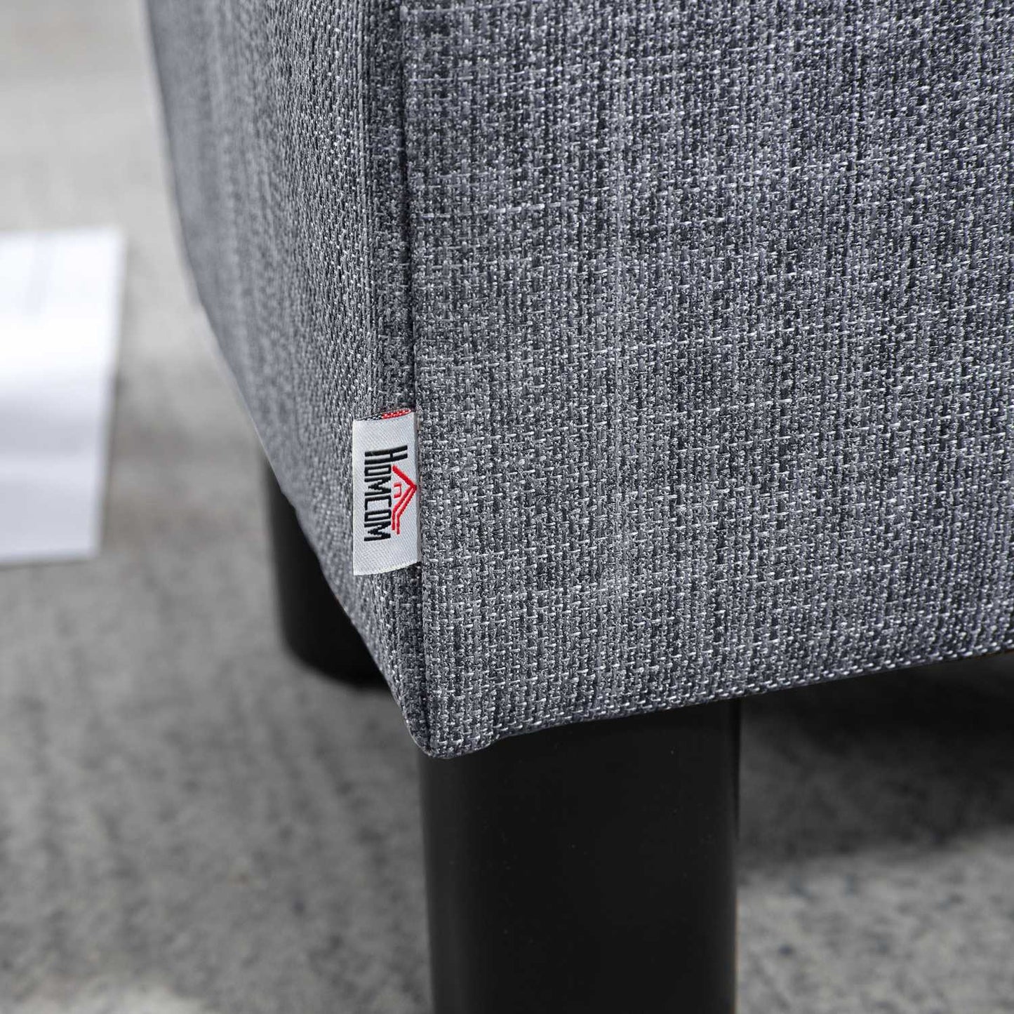 Rectangular linen footstool - upholstered, 150 kg capacity