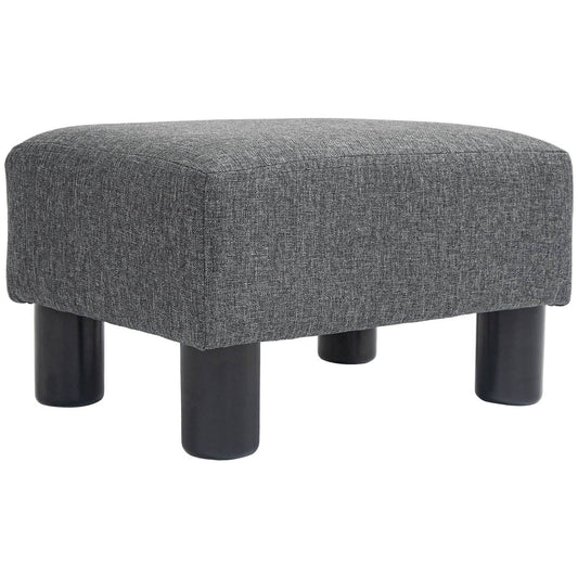 Footstool with Linen-Like Fabric, Foam Padding, Dark Grey