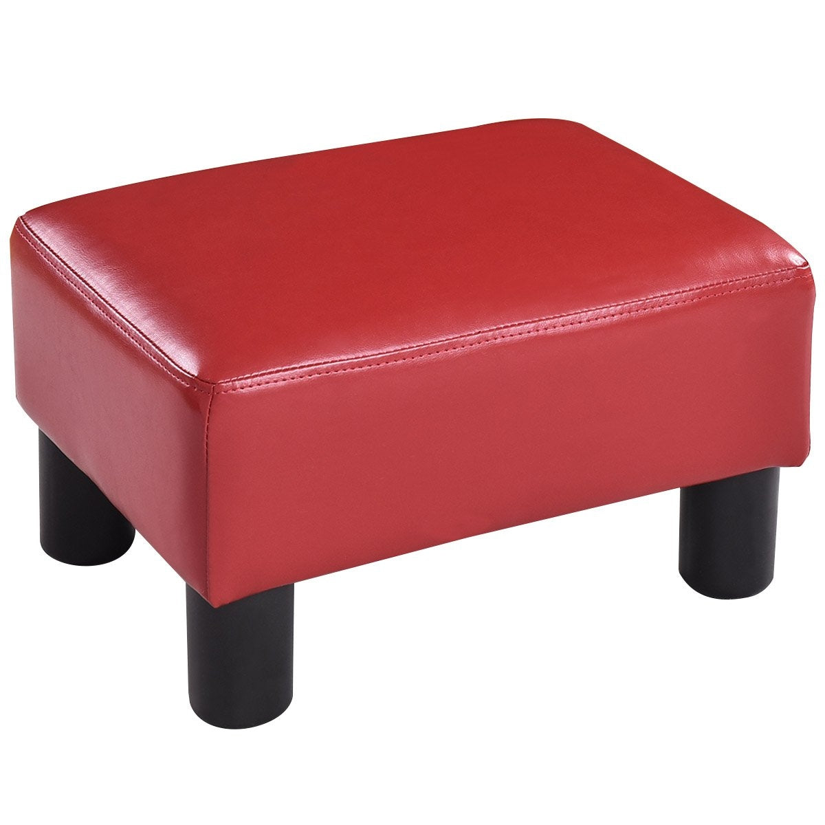 Footstool stool footstool footrest footrest footrest upholstered stool PU 40 x 30 x 24cm-red