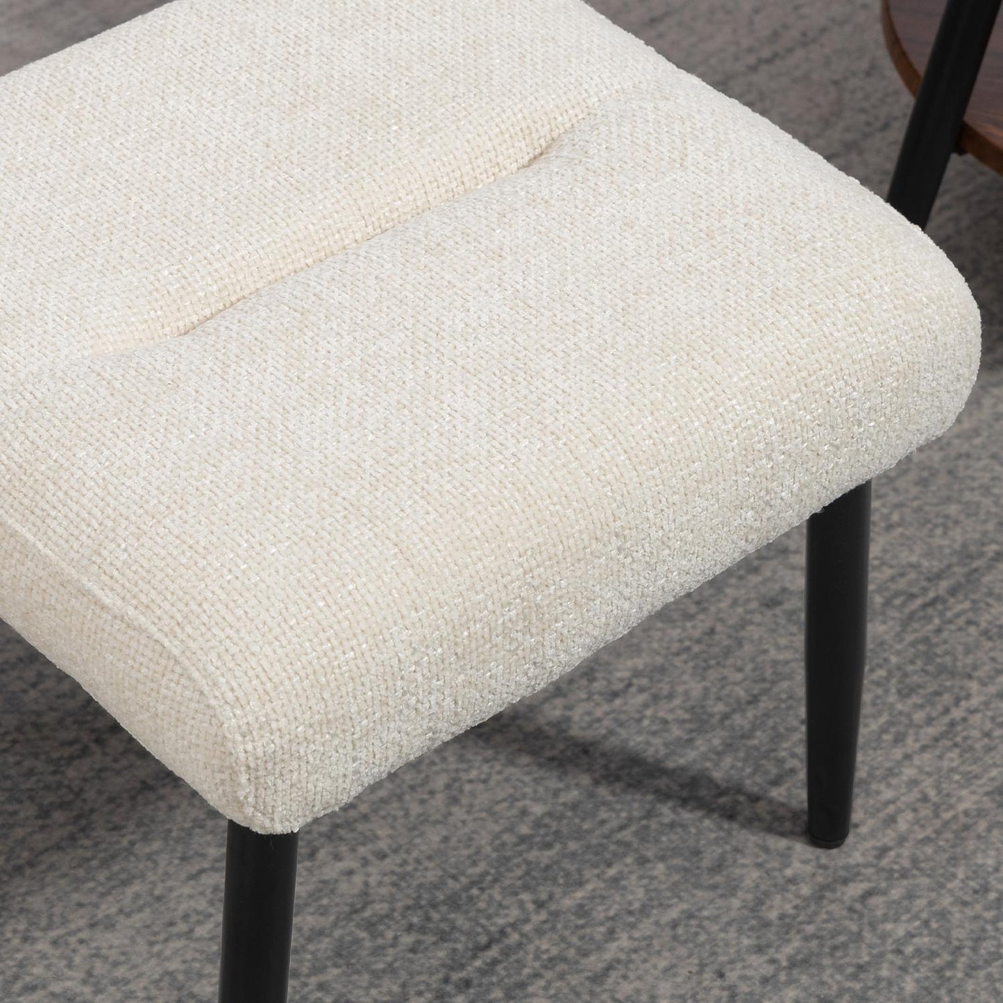 Footstool with Chenille Cushion, Steel Legs, 45x41x38 cm