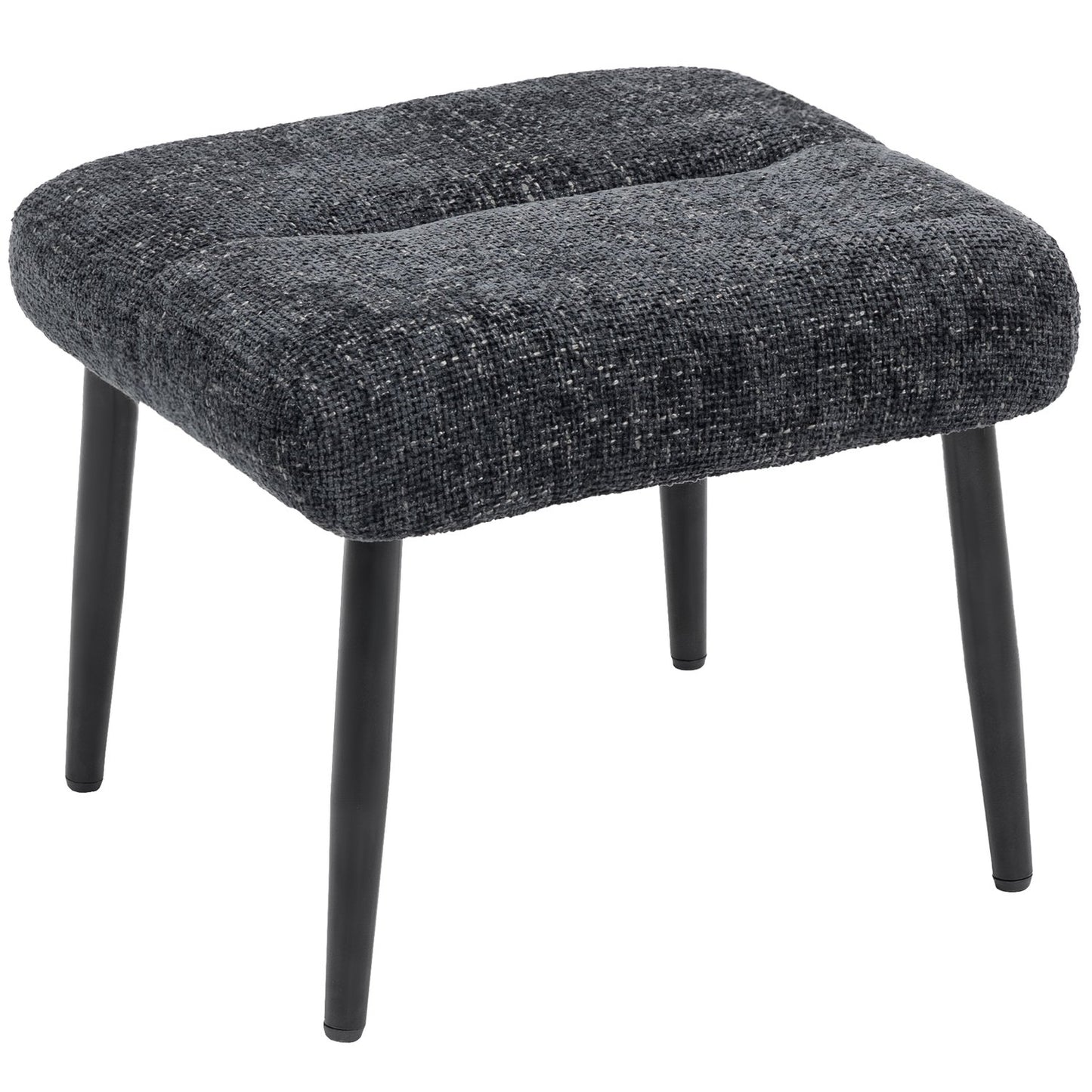 Footstool with Soft Cushion, Chenille Fabric, Steel Legs