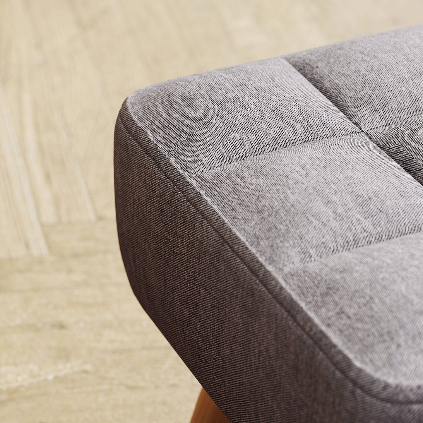 Footstool, Linen Look, Wooden Legs, 110 kg Capacity, Gray