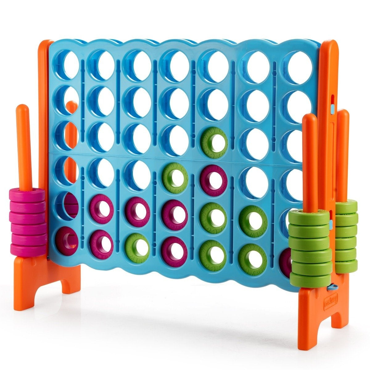 Four-in-a-row game Four in a row game with 42 jumbo rings 120 x 42 x 104 cm blue + orange