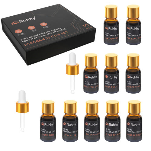 Fragrance Oil Set for Diffusers, 10 x 10ml with Droppers
