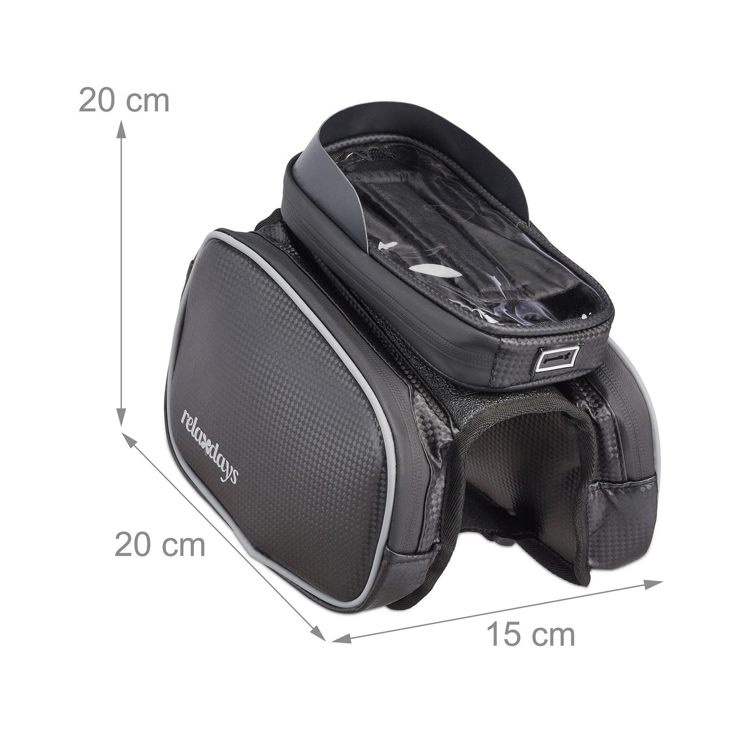 Frame bag for bicycle with compartment for mobile phone