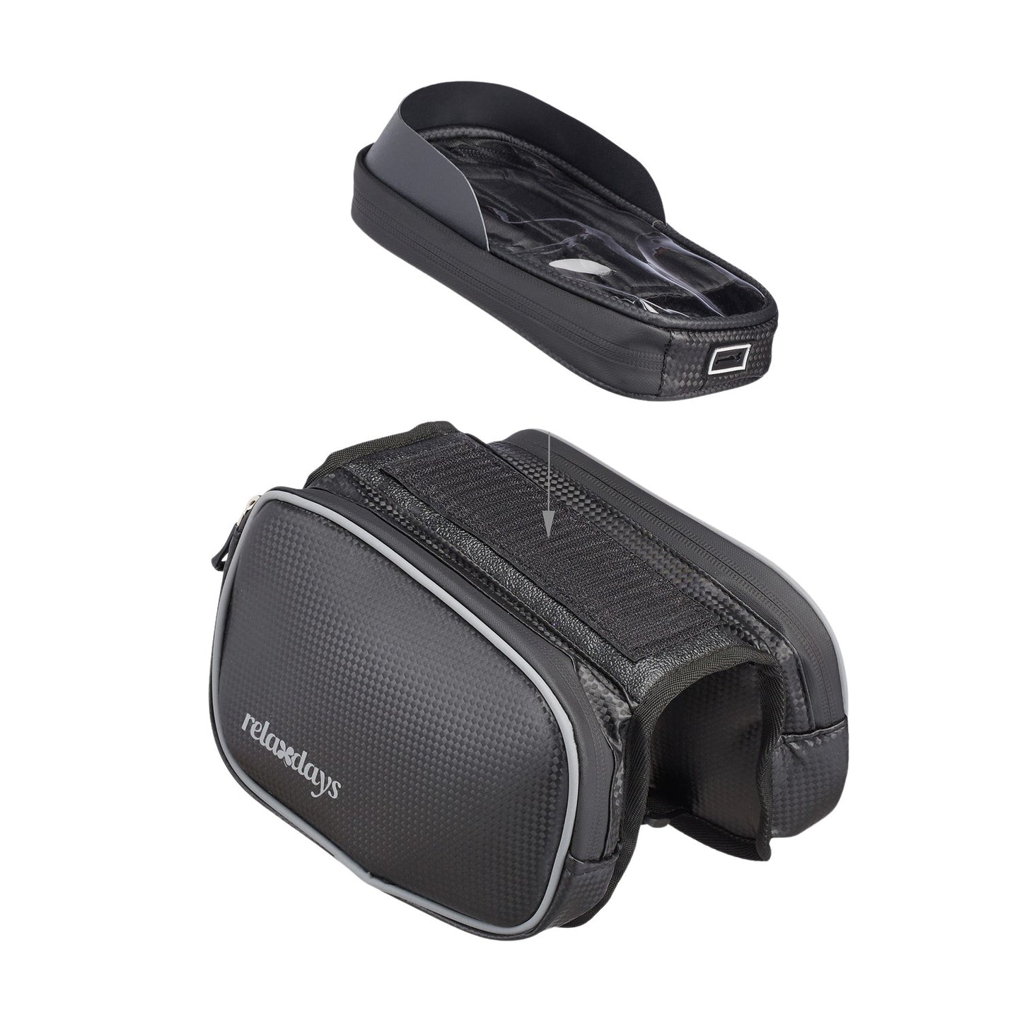 Frame bag for bicycle with compartment for mobile phone