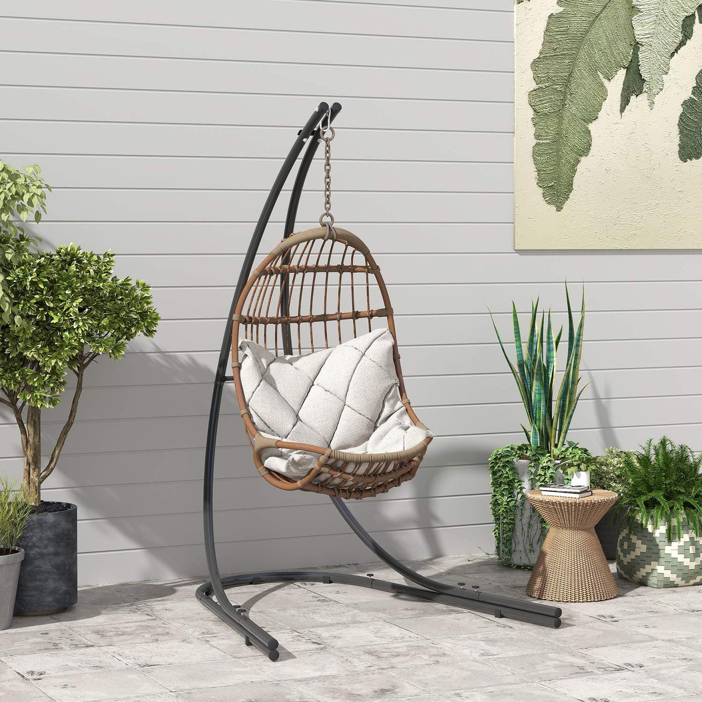 C-Shape hanging chair frame in metal, indoor/outdoor, capacity 150 kg