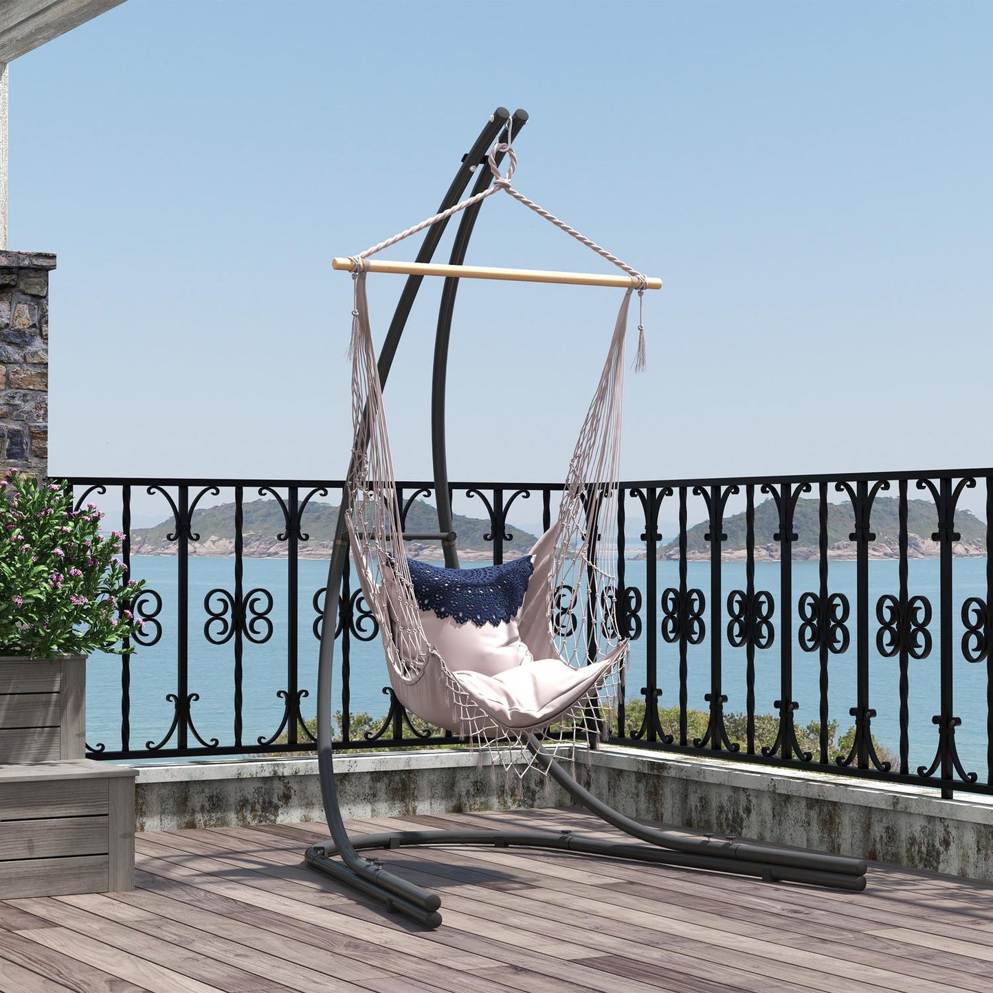 C-Shape hanging chair frame in metal, indoor/outdoor, capacity 150 kg