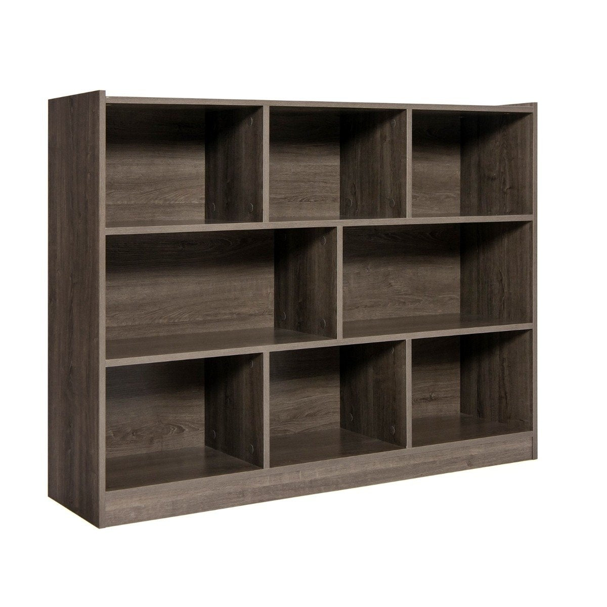Freestanding 3 Tier & 8 Cube Open Bookcase Multi-Purpose Cabinet with Non-Slip Base Gray