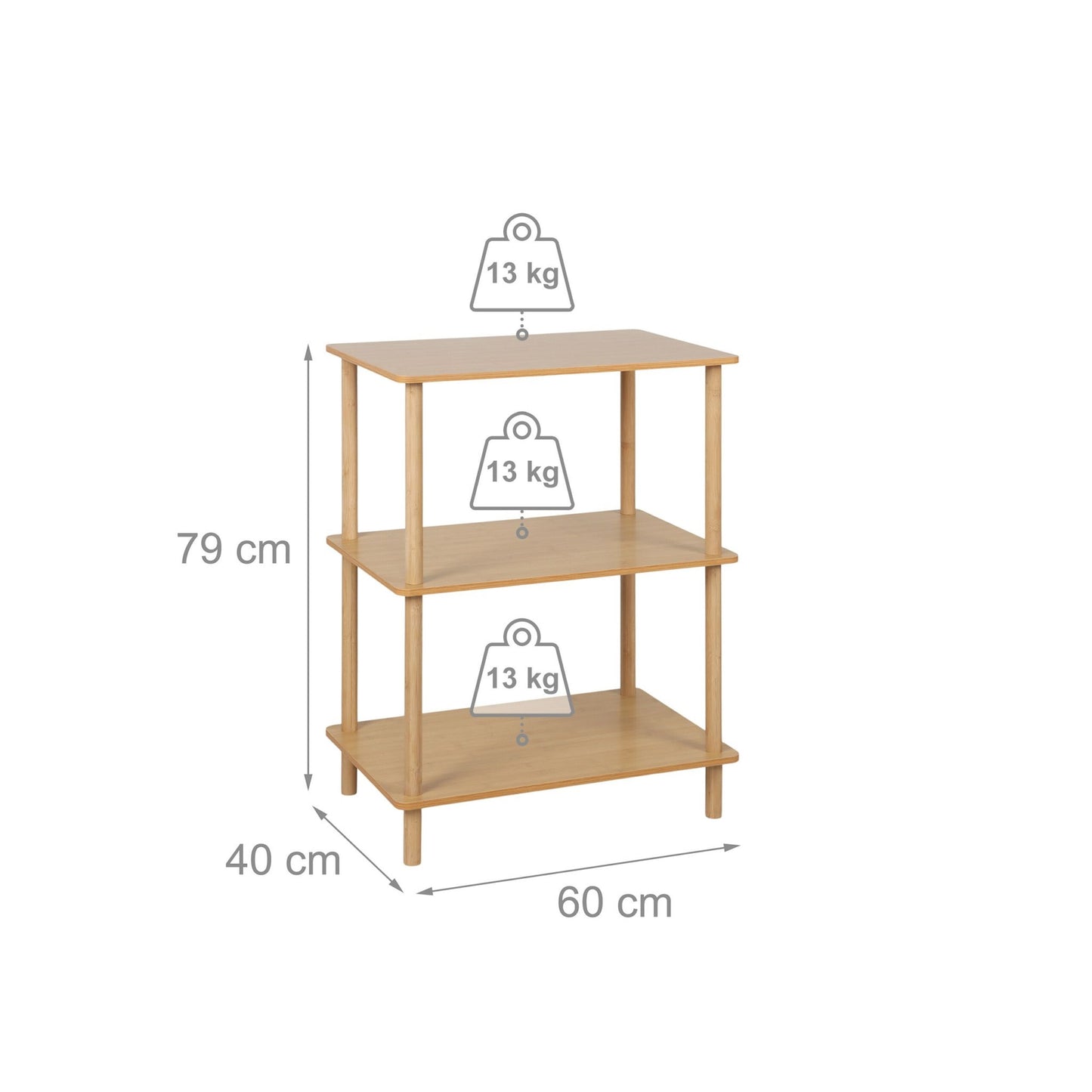 Freestanding 3-Tier Bamboo Shelf for Bathroom, Kitchen
