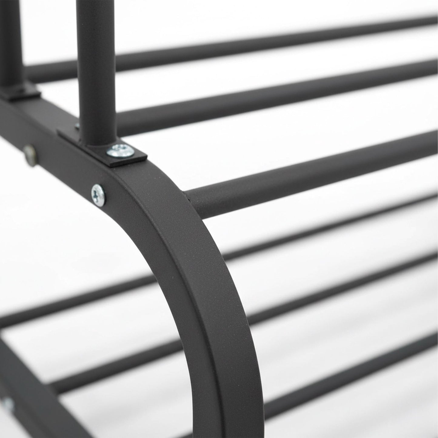 Freestanding Iron Clothes Rack with 2 Rails & Shelves