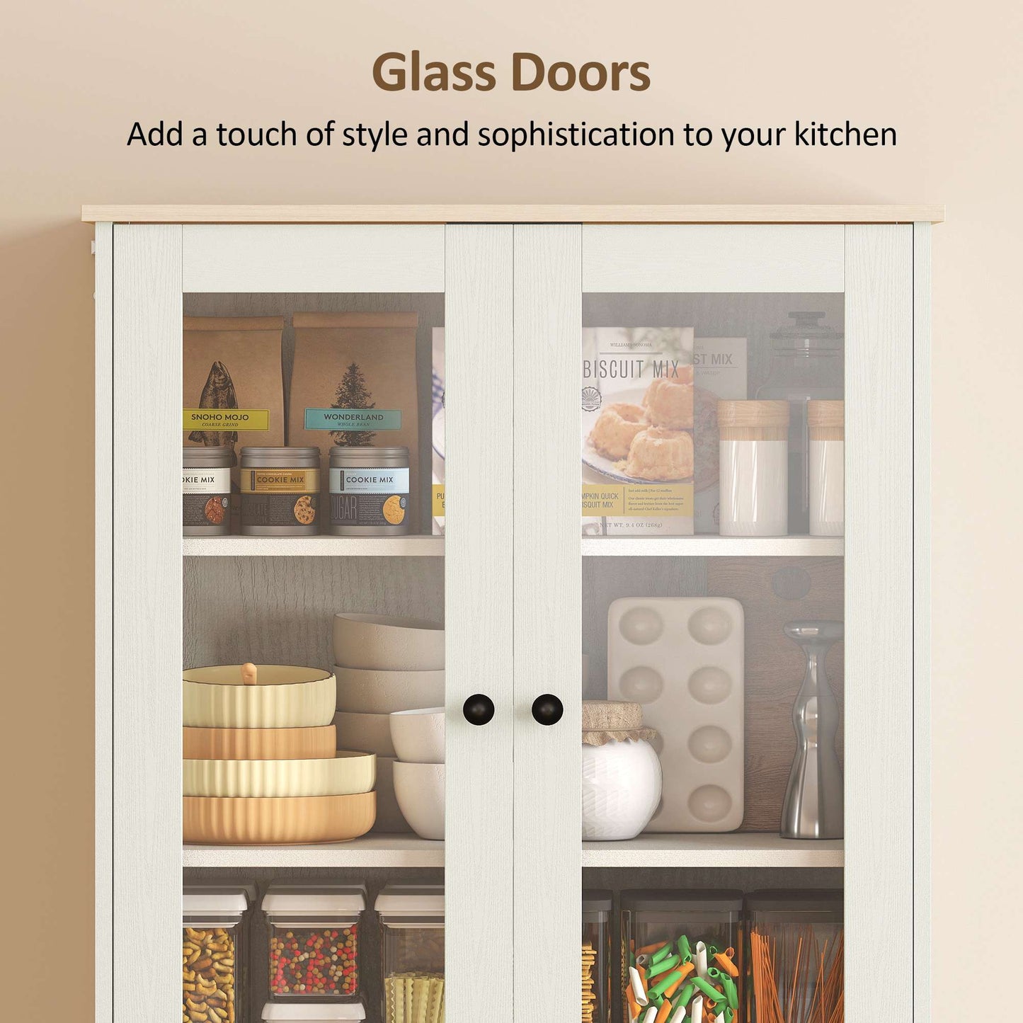 Freestanding Kitchen Pantry Cabinet with Adjustable Shelves