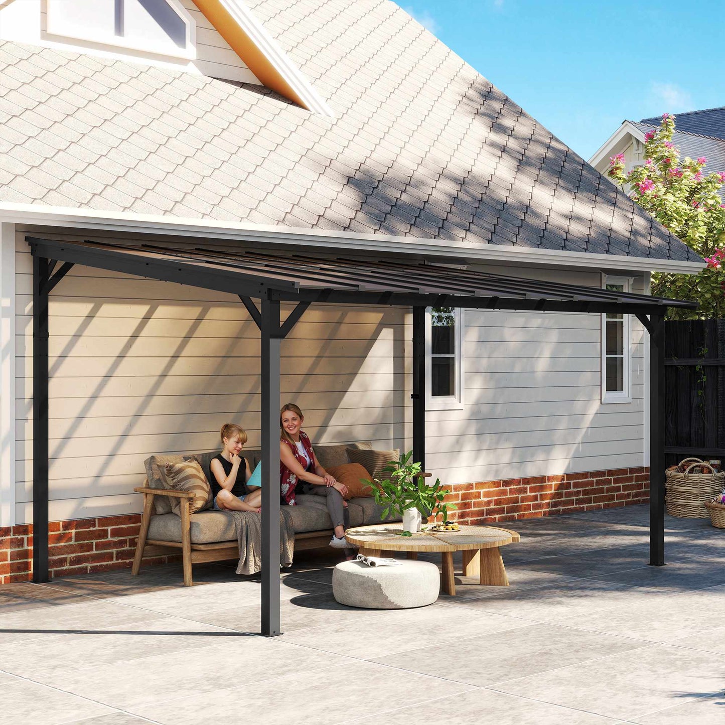 Freestanding Patio Cover, 3x4.3m, Polycarbonate Roof