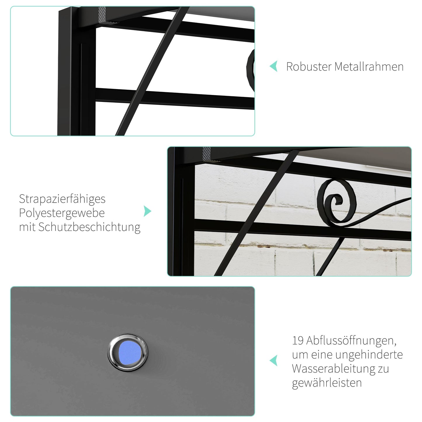 Freestanding Pergola with Retractable Canopy, Steel Frame