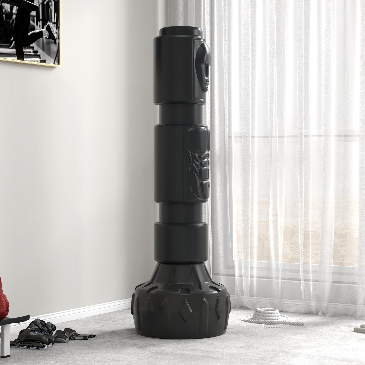 Adjustable stand alone punching bag with suction base