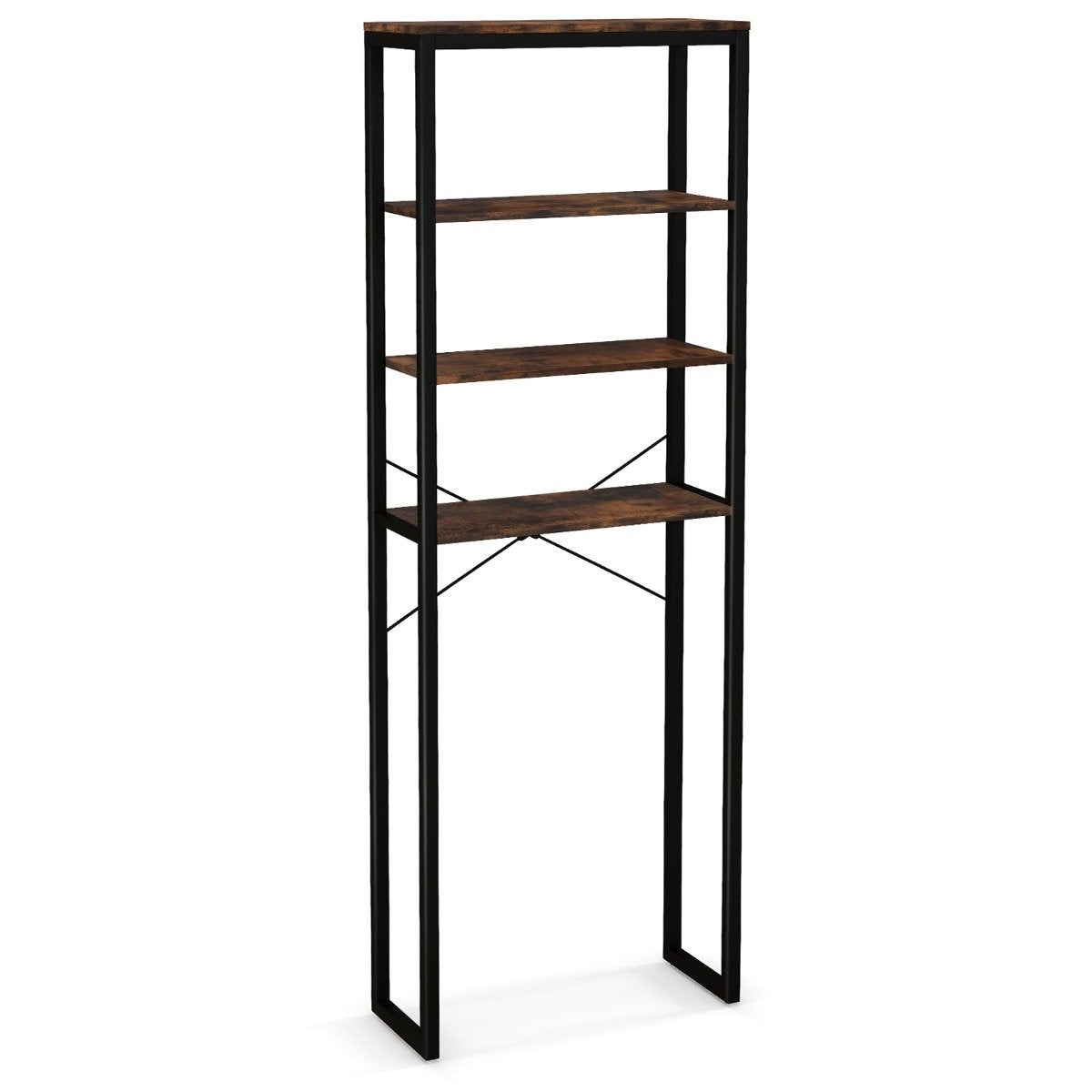 Freestanding Toilet Shelf with Metal Frame & Anti-tip 4 Tier Bathroom Shelf