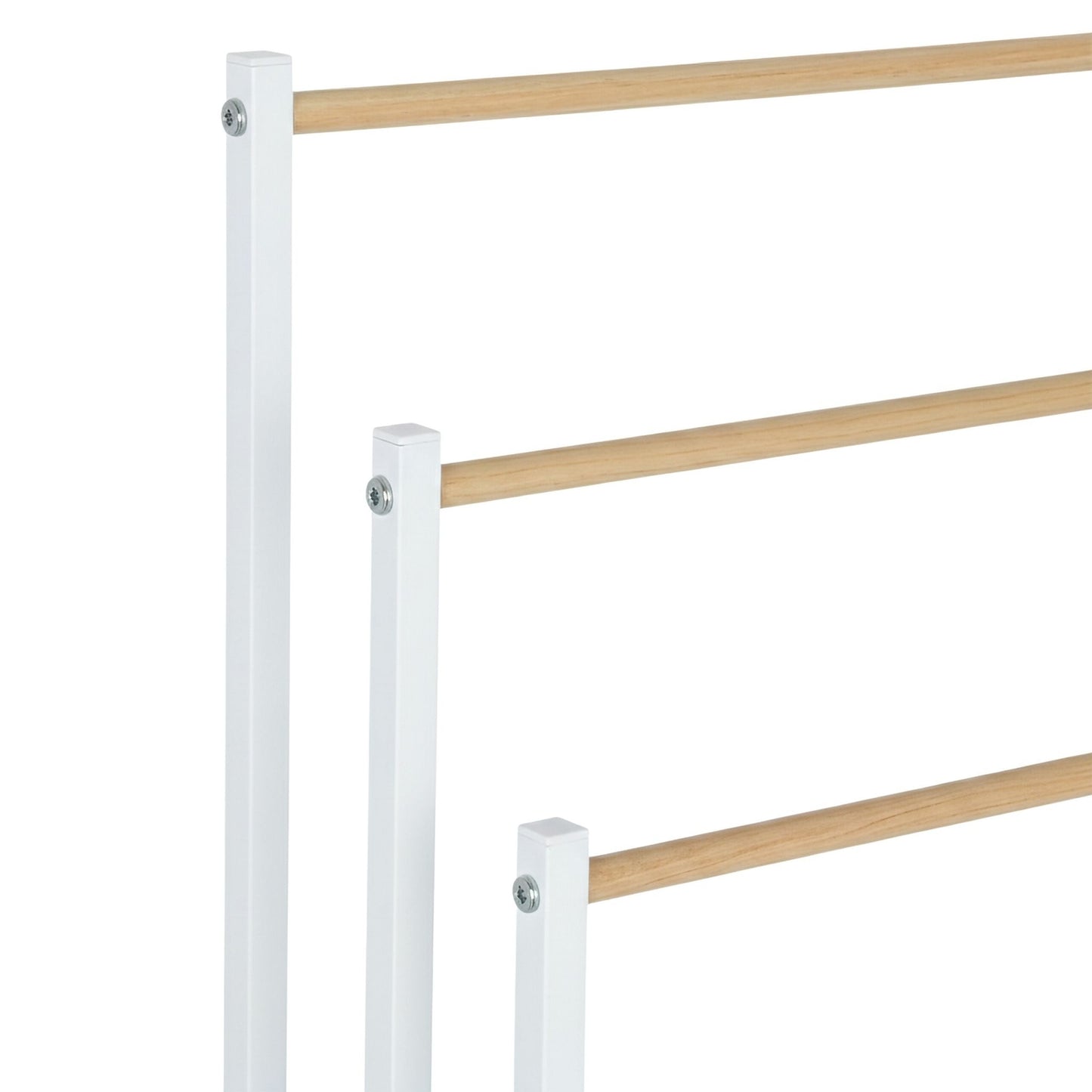 Freestanding Towel Rack, 3 Rails, Metal/Wood Finish